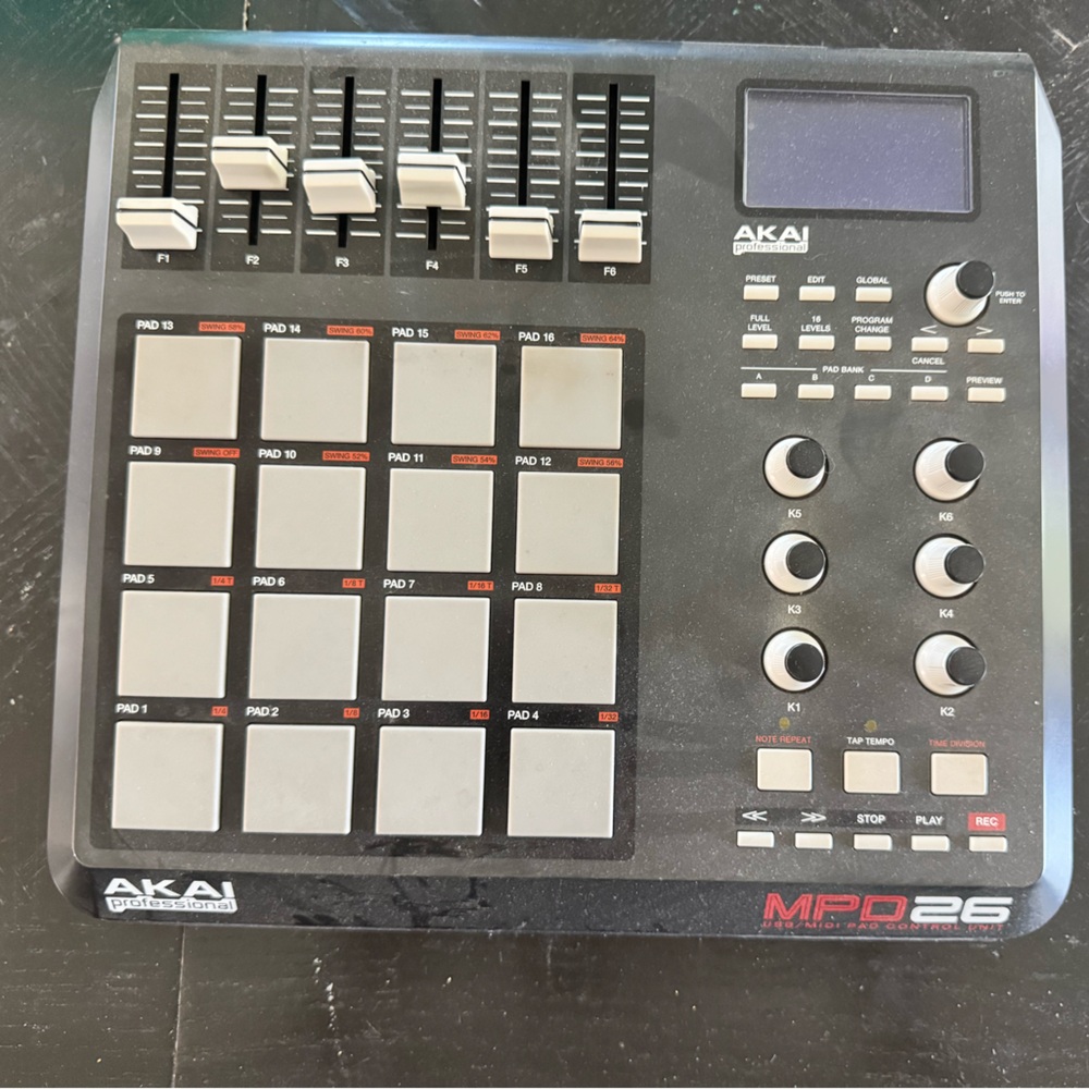 Professional MPD26 MIDI Controller - Black and Gray